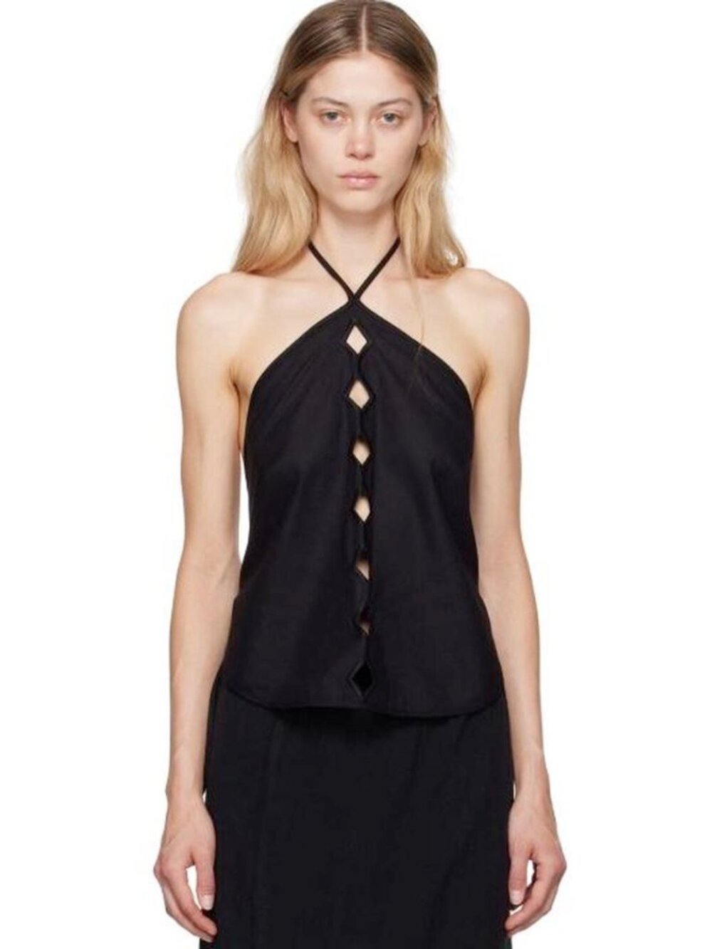 NWT Baserange Cessa Ligo Backless Halter Top – Black